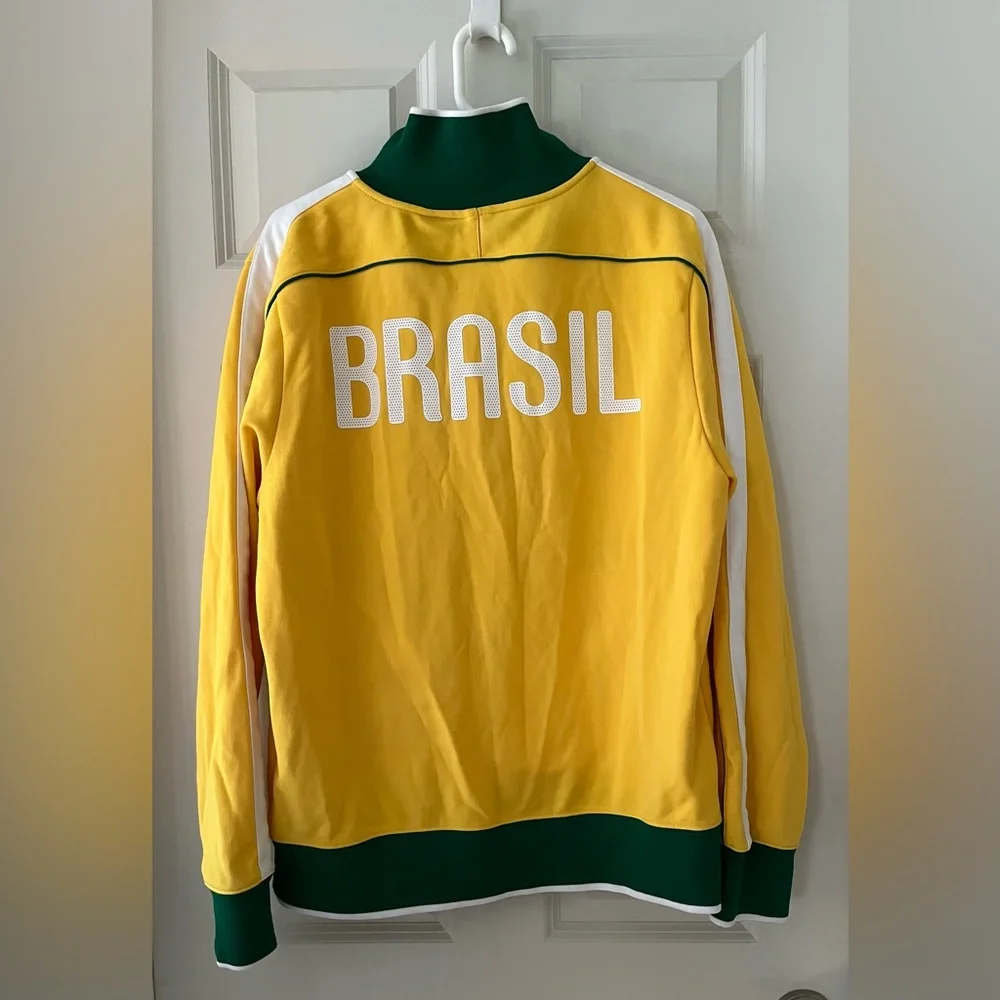Men’s Nike Brazil Football Jacket Yellow Soccer Track Top Zip National Team Sz L